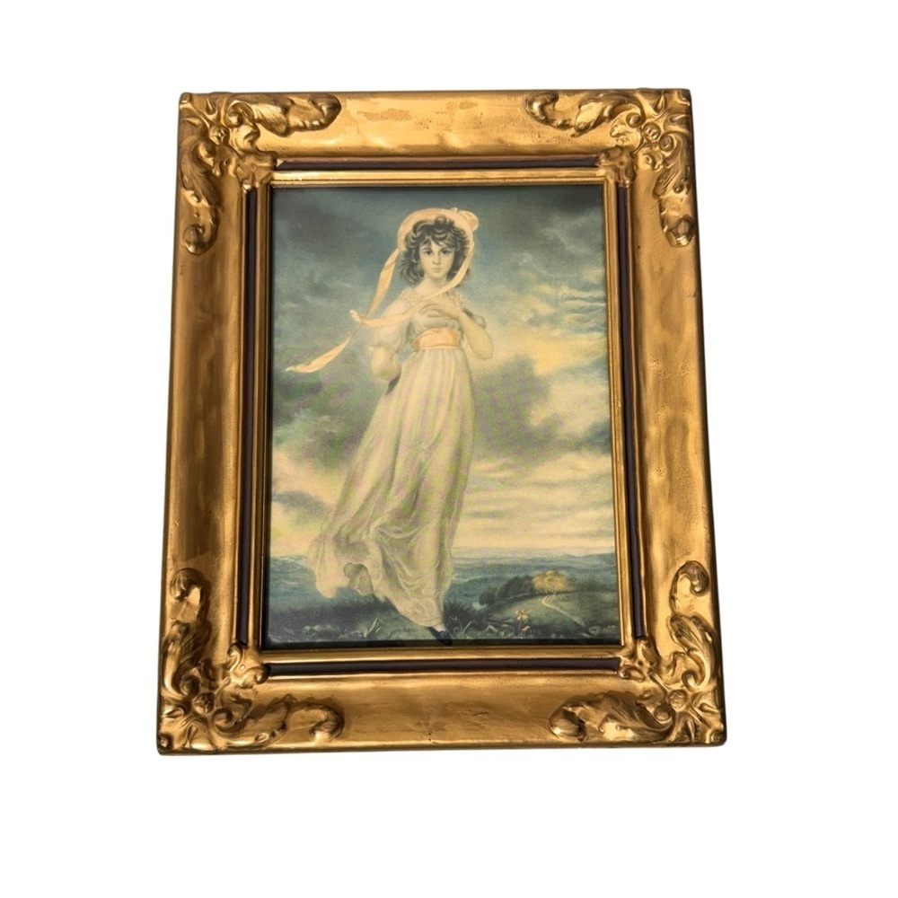 Vtg Sarah Barrett Moulton: Pinkie Framed Print by Thomas Lawrence in Ornate Gold